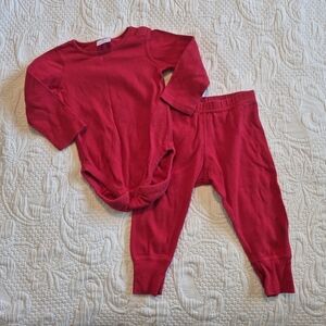 Hanna Andersson girls 70 or 6-12 months red wiggle set bodysuit leggings VGUC